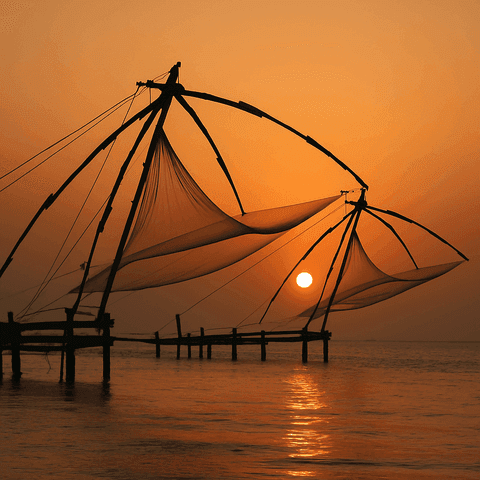 Chinese fishing nets at Fort Kochi, from the itinerary